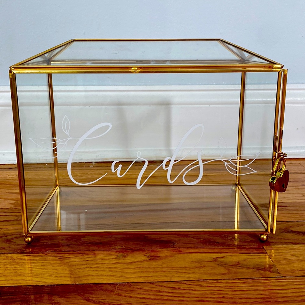 10" Glass Card Box or Wedding Card Box